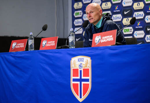 Head coach Ståle Solbakken of Norway at a press conference