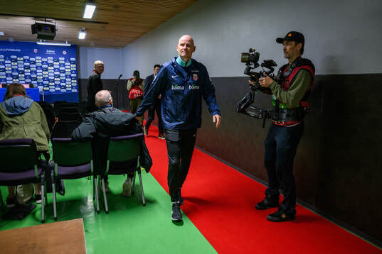 Head coach Ståle Solbakken of Norway at a press conference