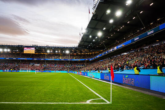 Spectators in the stands at Ullevaal Stadion