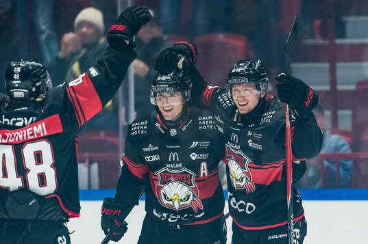 Malmö Redhawks Lauri Pajuniemi, Janne Kuokkanen och Robin