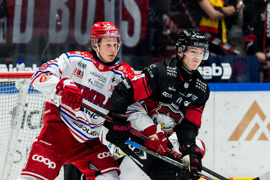 Timrås Eddie Genborg och Malmö Redhawks Martin Schreiber