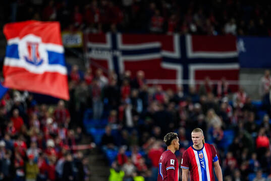 Antonio Nusa and Erling Braut Haaland of Norway