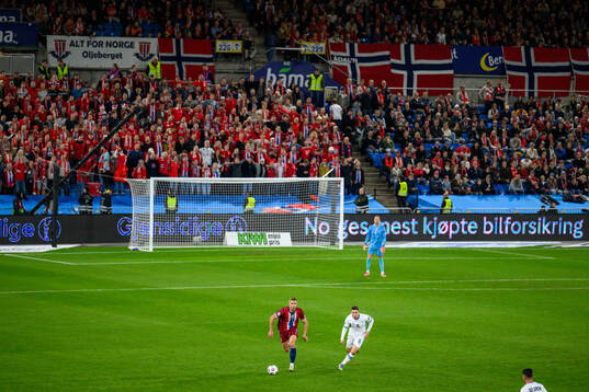 Kristoffer Ajer of Norway and Oscar Gloukh of Israel