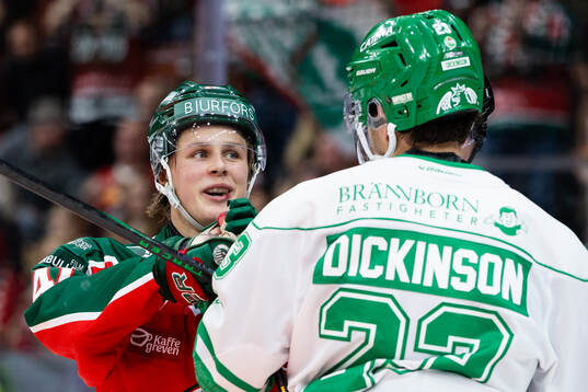 Frölundas Ivar Stenberg och Rögles Josh Dickinson