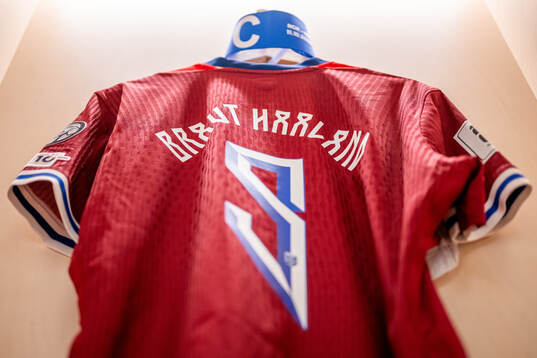 The kit of Erling Braut Haaland of Norway in the dressing
