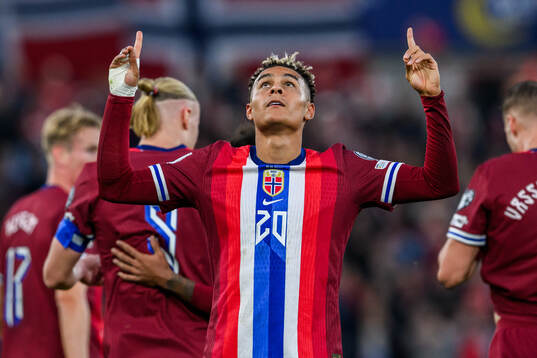 Antonio Nusa of Norway celebrates