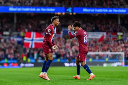 Antonio Nusa of Norway celebrates