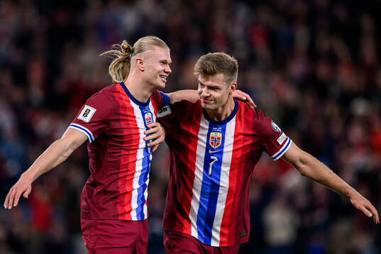 Erling Braut Haaland and Alexander Sørloth of Norway