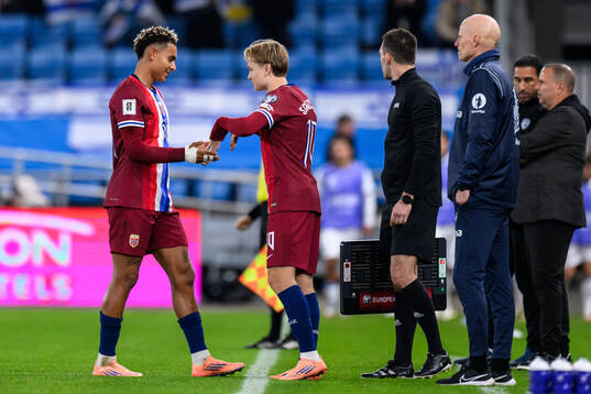 Antonio Nusa and Andreas Schjelderup of Norway
