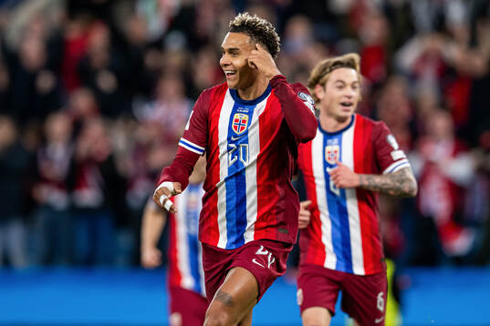 Antonio Nusa of Norway celebrates