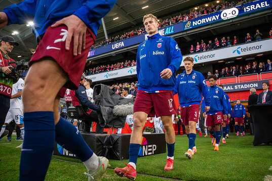Torbjørn Lysaker Heggem of Norway enters the pitch