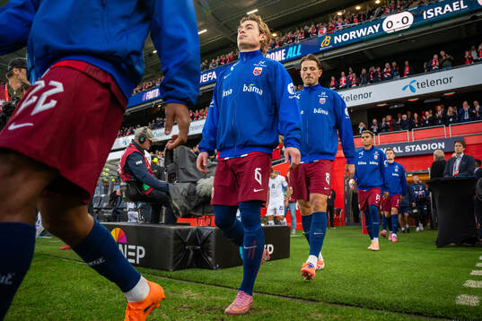 Patrick Berg of Norway enters the pitch