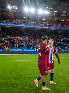 Antonio Nusa and Andreas Schjelderup of Norway