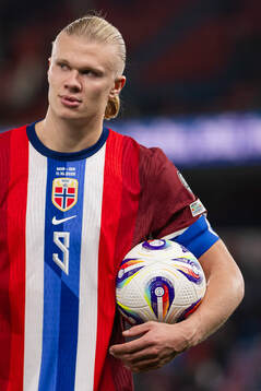 Erling Braut Haaland of Norway with the matchball
