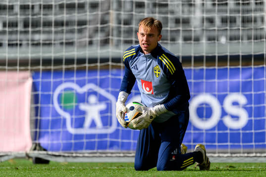Goalkeeper André Picornel of the Swedish under-21 national