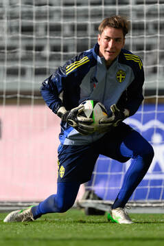 Goalkeeper Simon Eriksson of the Swedish under-21 national