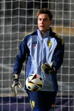 Goalkeeper Simon Eriksson of the Swedish under-21 national