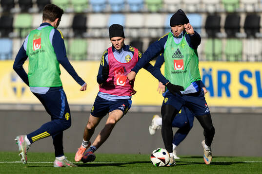 Williot Swedberg and Elison Makolli of the Swedish under-21