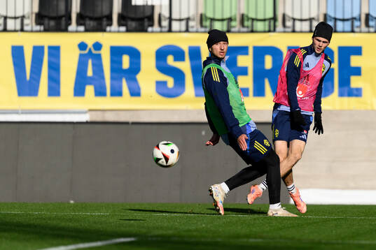 Elison Makolli and Williot Swedberg of the Swedish under-21
