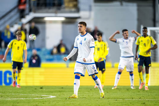 Ilir Krasniqi of Kosovo celebrates the 0-1 goal