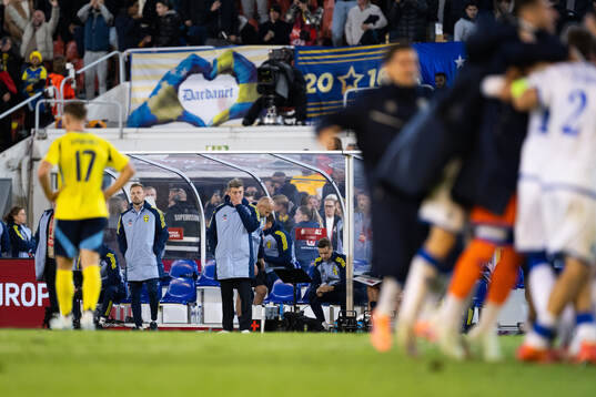 Head coach Jon Dahl Tomasson of Sweden looks dejected