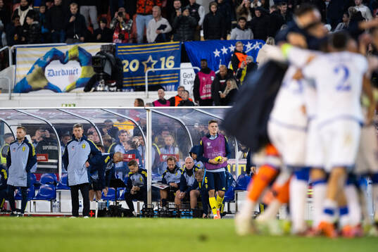 Head coach Jon Dahl Tomasson of Sweden looks dejected