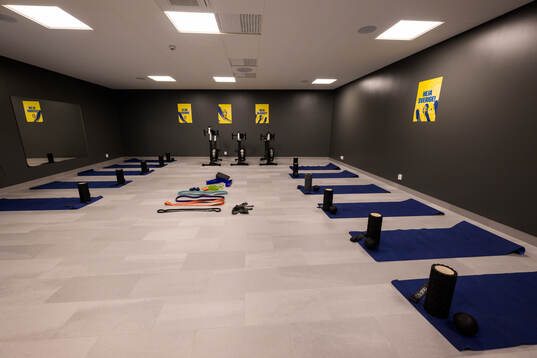 A warm-up area in the dressing room of Sweden