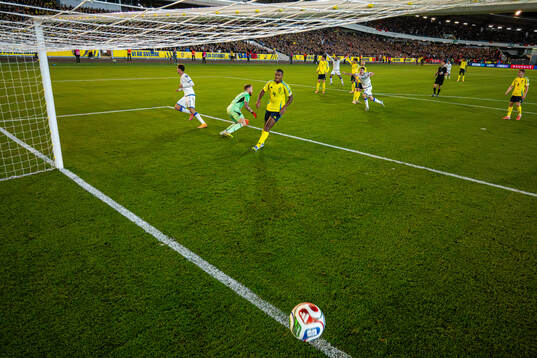 Fisnik Asllani of Kosovo scores 0-1 behind goalkeeper