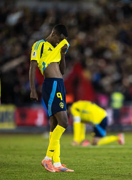 Alexander Isak of Sweden looks dejected
