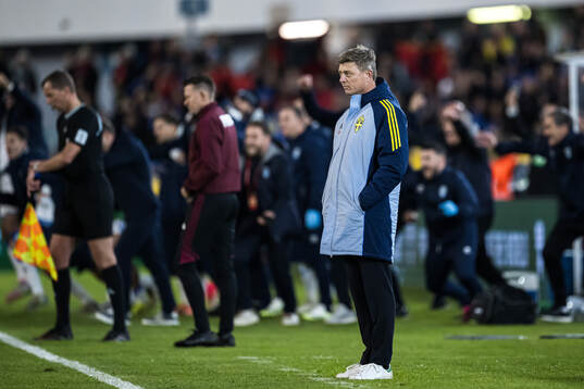 Head coach Jon Dahl Tomasson of Sweden looks dejected