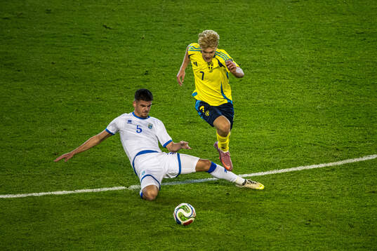 Albian Hajdari of Kosovo and Lucas Bergvall ++sduring the