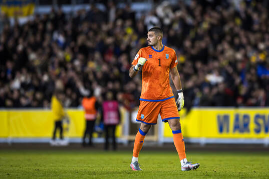 Goalkeeper Arijanet Muric of Kosovo celebrating