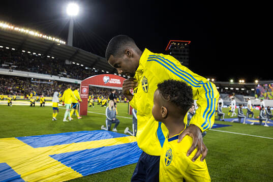 Alexander Isak of Sweden enters the pitch