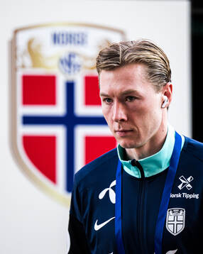 Goalkeeper Mathias Dyngeland of Norway arrives