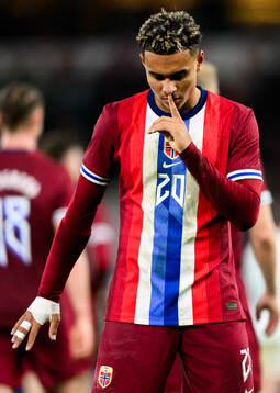 Antonio Nusa of Norway celebrates