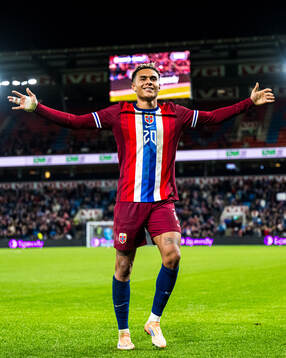 Antonio Nusa of Norway celebrates