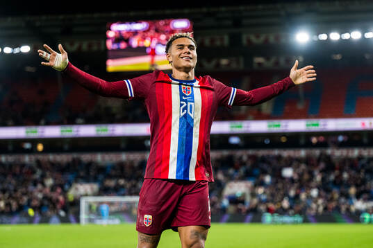 Antonio Nusa of Norway celebrates