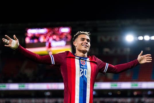 Antonio Nusa of Norway celebrates