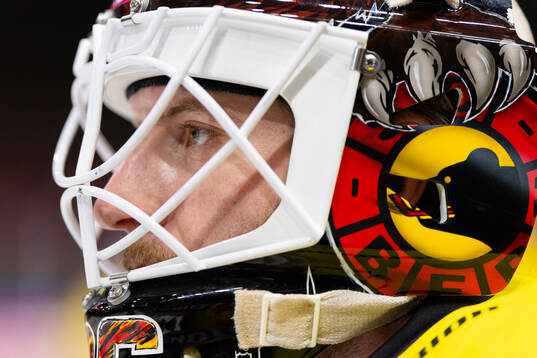 Goaltender Adam Reideborn of SC Bern