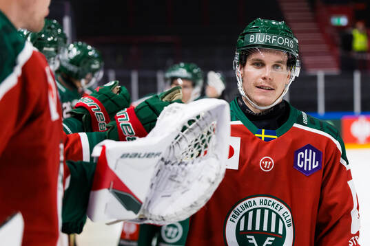 Dominik Egli of Frölunda celebrates