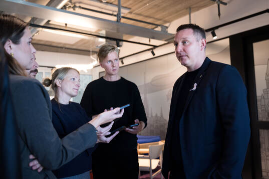 Kim Källström, Head of football, at a press conference