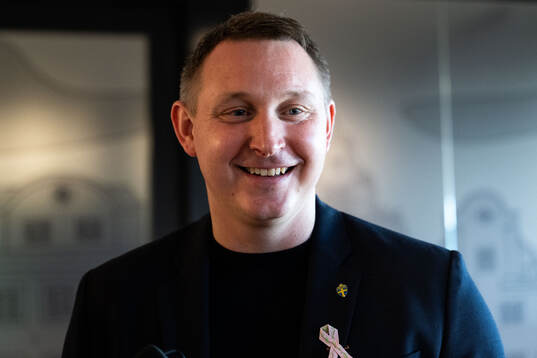 Kim Källström, head of football, at a press conference