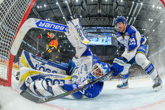 Brynäs Linus Ölund, Leksands målvakt Jakob Hellsten och