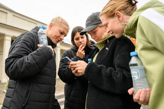 Stine Sandbech, Helena Sampaio, goalkeeper Jennifer Falk