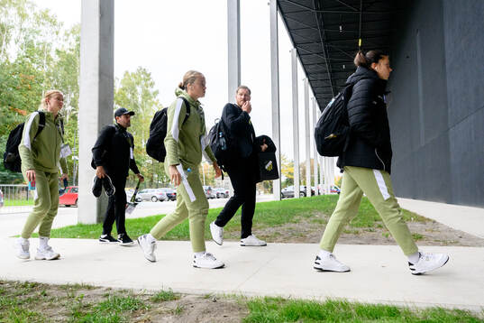 Emma Östlund, goalkeeper Fanney Birkisdottir and Helena