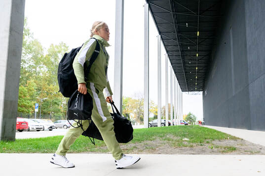 Paulina Nyström of Häcken arrives at the arena