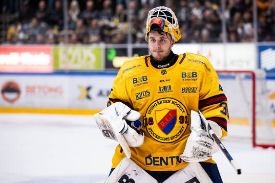 Djurgårdens målvakt Hugo Hävelid deppar