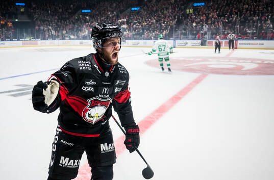 Malmö Redhawks Carl Persson jublar