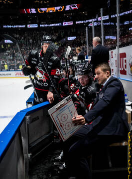 Malmö Redhawks Petter Vesterheim och tränare Tomas Kollar