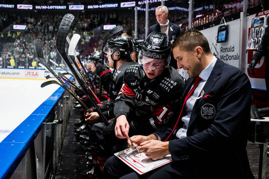 Malmö Redhawks Petter Vesterheim och tränare Tomas Kollar